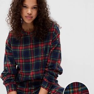 🆕GAP Plaid Microfleece Pullover, Size Medium